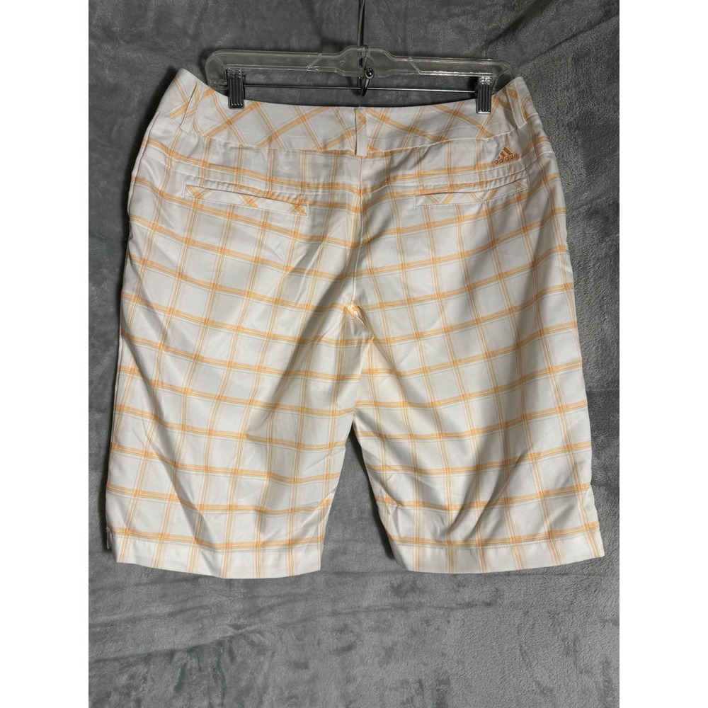 Adidas‎ Climalite Womens Golf Shorts Plaid Orange White Size 10 Performance